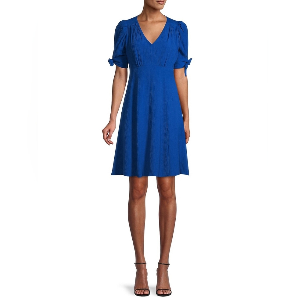 Calvin Klein Textured V-Neck Babydoll Dress